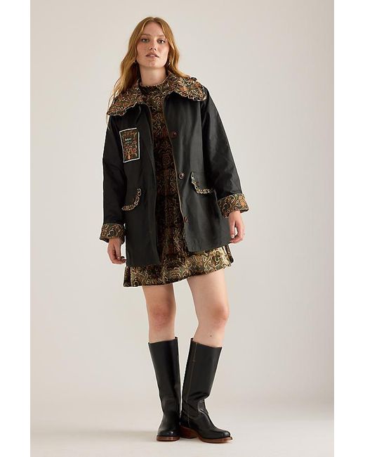 BARBOUR X FARM RIO Black Maria Clara Waxed Jacket