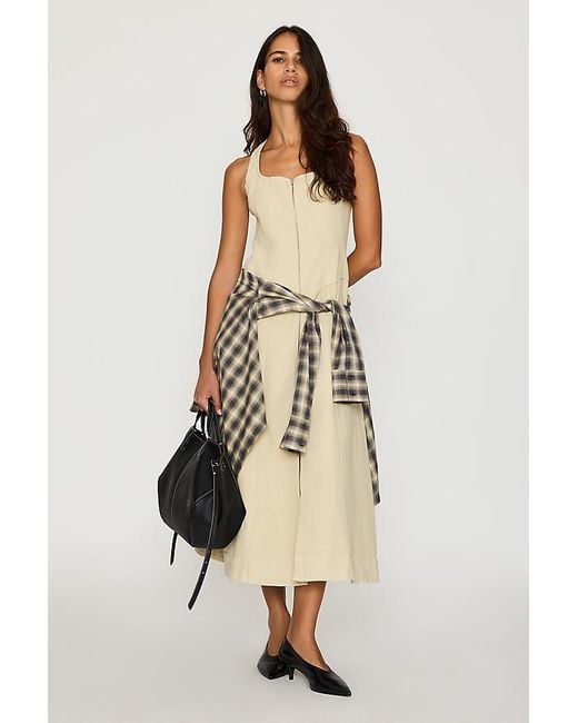 Pilcro Natural Denim Zip-Front Midi Dress