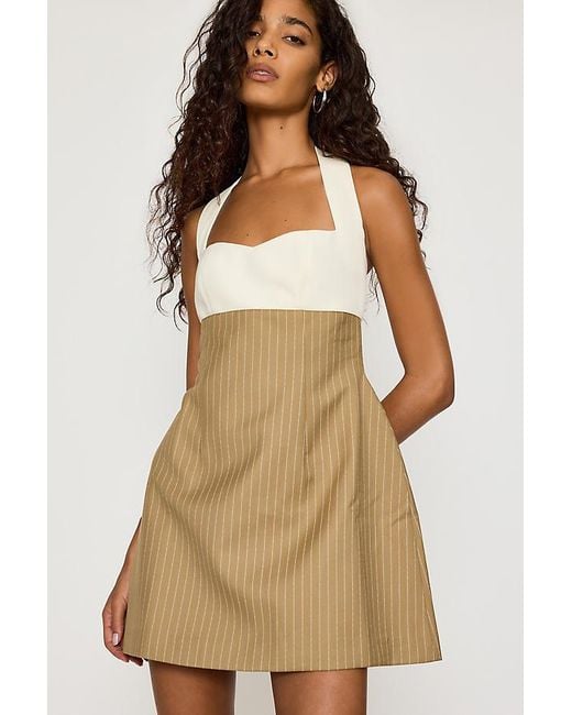 Odd Muse Natural Pinstripe Mini Dress