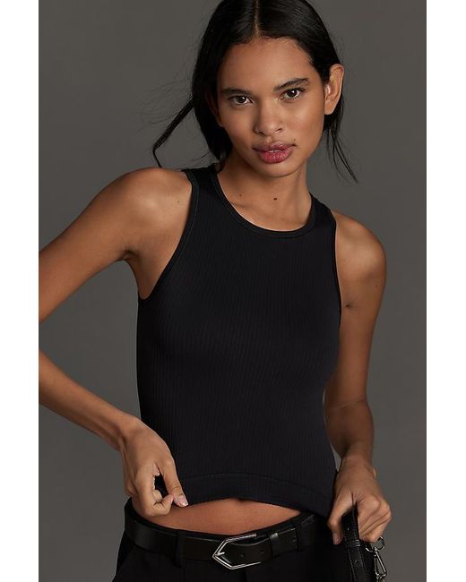 By Anthropologie Black The Reegan Seamless Ribbed Cropped Tank Top