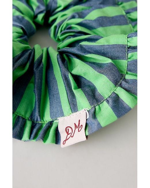 Damson Madder Green Frill Edge Pop Stripe Scrunchie