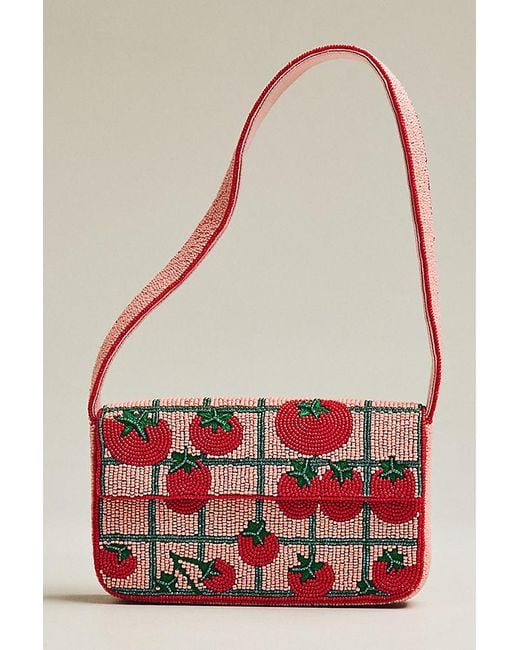 By Anthropologie Red The Fiona Beaded Bag: Food & Drink Edition