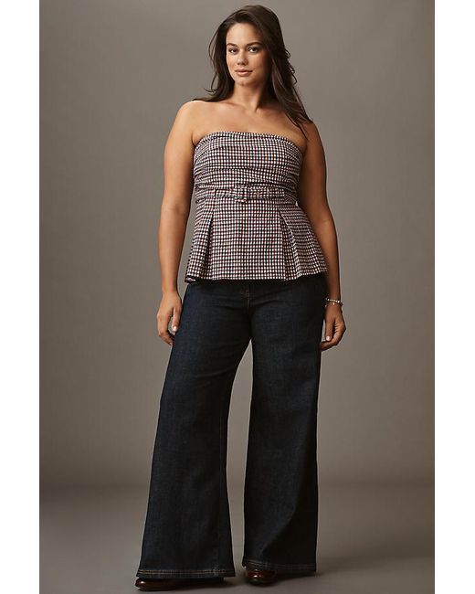 Maeve Blue Scallop-Edge High-Rise Wide-Leg Jeans
