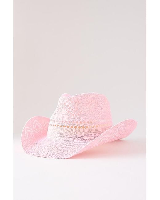 Anthropologie Red Straw Rancher Hat