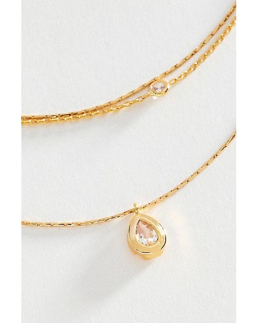 By Anthropologie White Delicate Layered Crystal Necklace