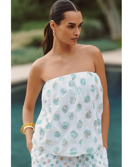 Celandine Blue Strapless Printed Top
