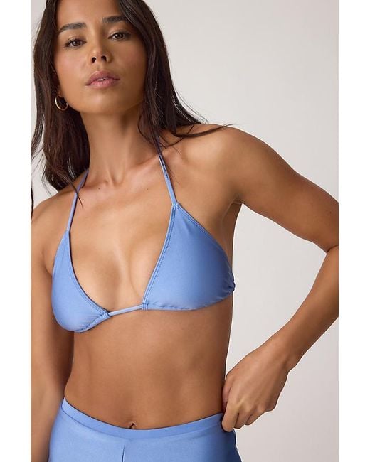 Faithfull The Brand Blue Sete Triangle Bikini Top