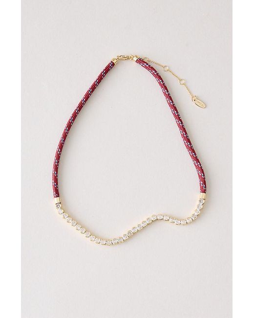 By Anthropologie Pink Corded Crystal Necklace