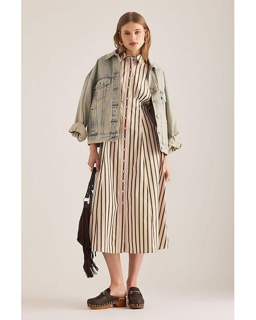 Exquise Multicolor Raina Short-Sleeve Midi Shirt Dress