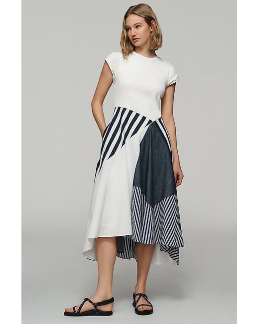 Maeve Multicolor Twofer Patchwork Midi Dress