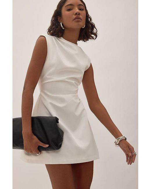 Odd Muse Natural Satin High-Neck Mini Dress