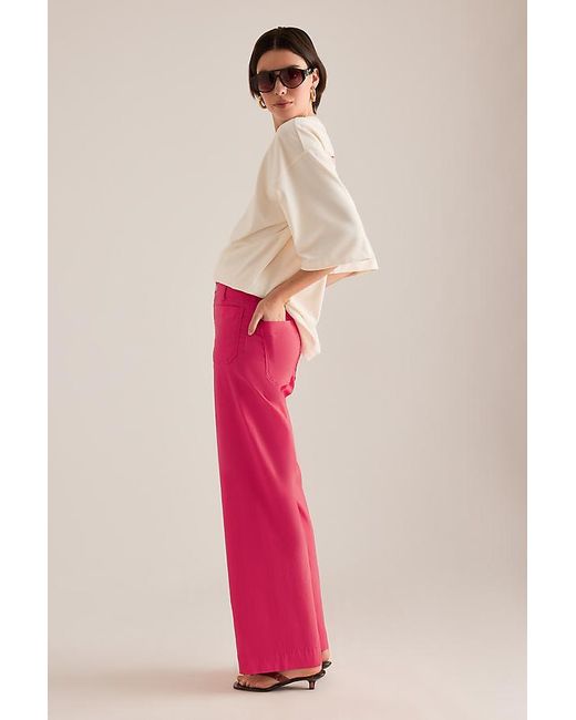 Maeve Pink The Colette Full-Length Wide-Leg Trousers By