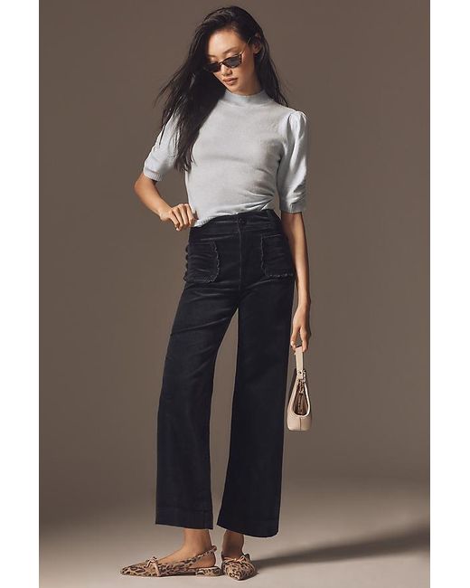 Maeve Black The Colette Crop Wide-Leg Trousers By Corduroy Scallop Pocket Edition