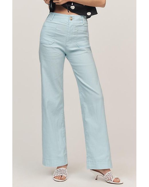 Maeve Blue The Colette Full-Length Wide-Leg Trousers By