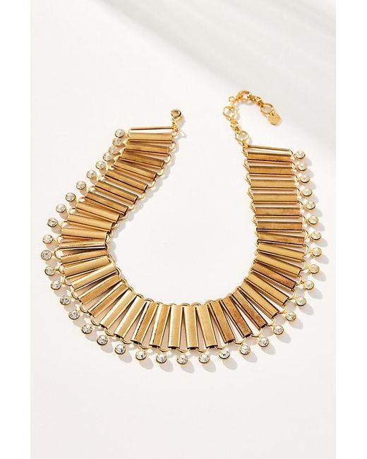 By Anthropologie Metallic Crystal Fluted Collar Necklace