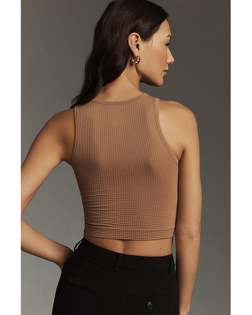 By Anthropologie Brown The Reegan Seamless Ribbed Cropped Tank Top