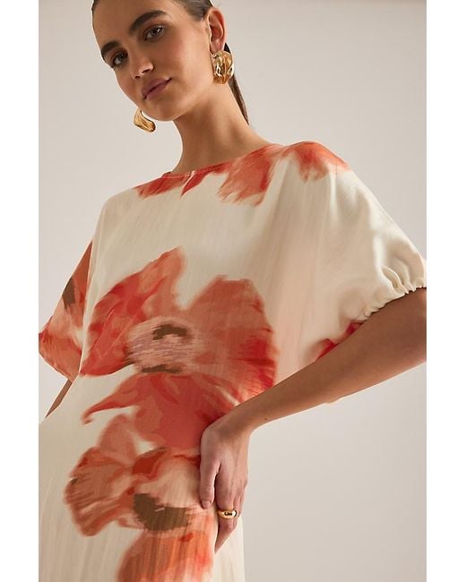 Never Fully Dressed Pink Simmi Short-Sleeve Floral Midi Dress