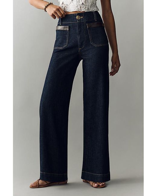 Maeve Blue Colette Full-Length High-Rise Wide-Leg Jeans By