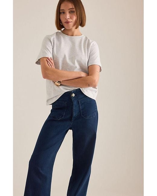 Maeve Blue The Colette Full-Length Wide-Leg Jeans By