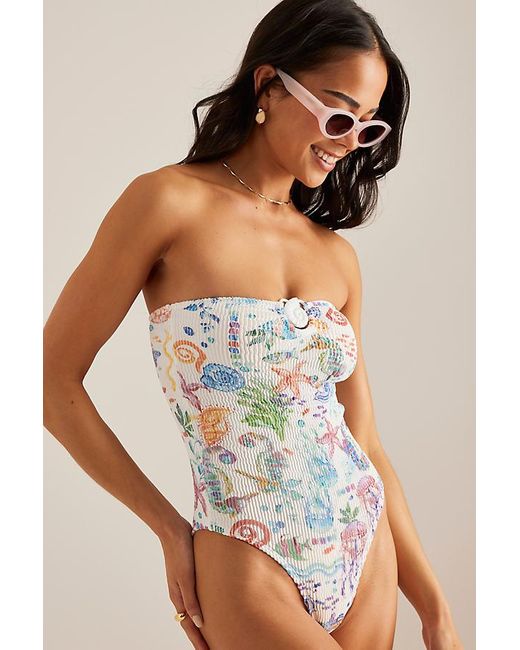 Cleonie Swim White Bay Maillot Bandeau One-Piece Swimsuit