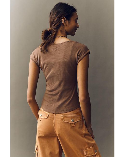 Maeve Brown Betty V-Neck Short-Sleeve T-Shirt By