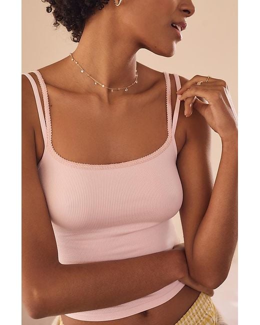 By Anthropologie Brown The Honey Seamless Ribbed Two-Strap Tank Top