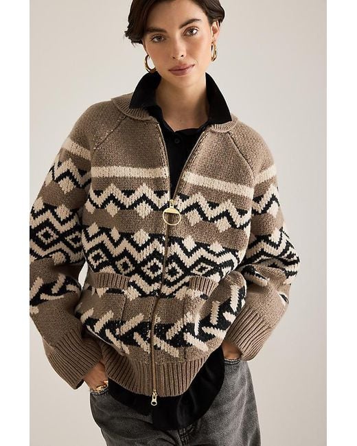 Barbour Brown Klara Zip Wool Cardigan