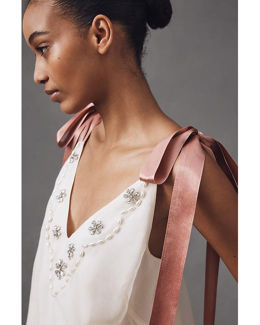 By Anthropologie Black Tie-Strap Crystal Tank Top