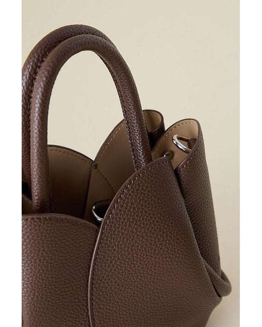 Melie Bianco Brown Tulip Top-Handle Crossbody Mini Tote Bag