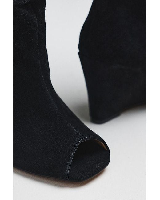 Silent D Black Kiki Peep-Toe Tall Boots
