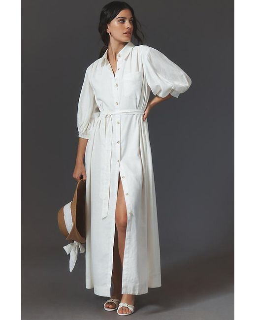 Maeve Black Button-front Belted Maxi Shirt Dress