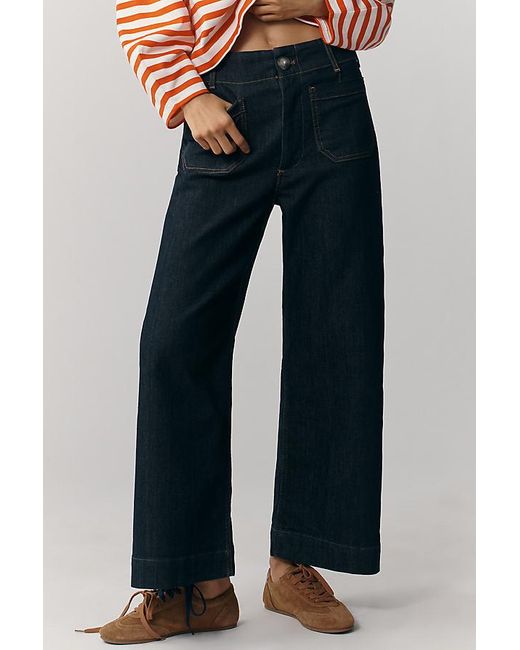 Maeve Blue The Colette Cropped Wide-Leg Jeans By