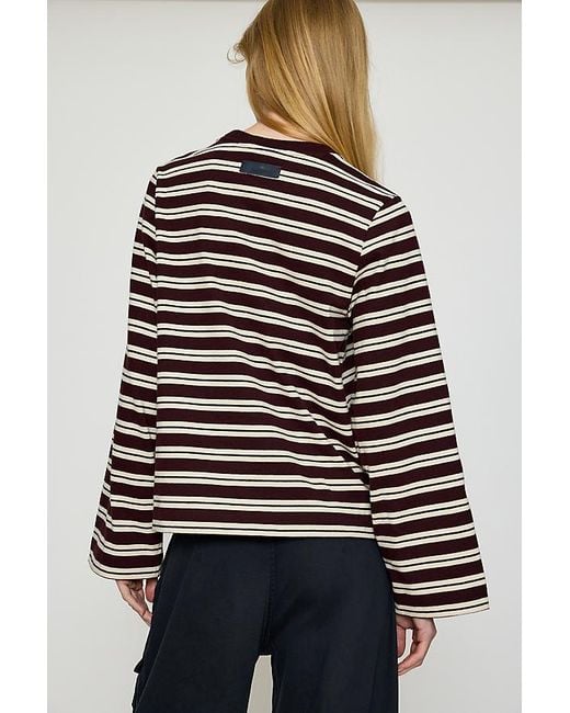 Barbour Gray Maplewood Stripe 100% Cotton Long-Sleeve Top