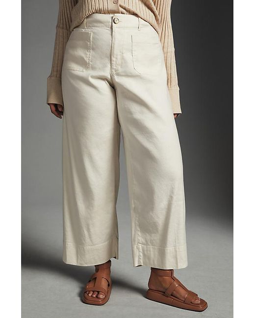 Maeve Gray The Colette Cropped Wide-Leg Trousers By Linen Edition