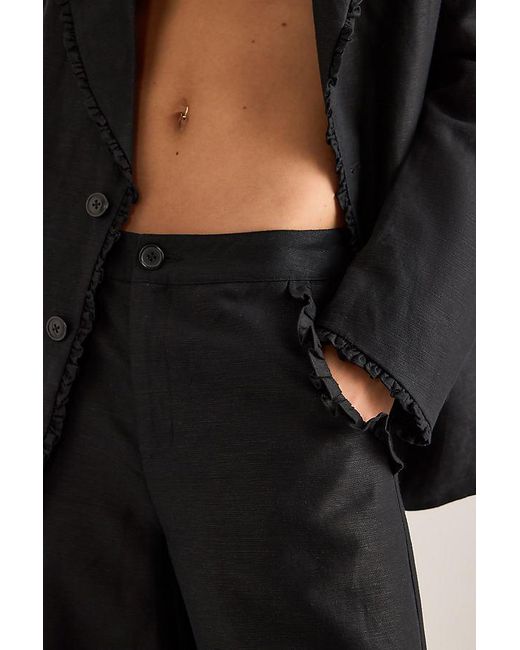 OperaSPORT Black Gia Linen-Blend Balloon Trousers