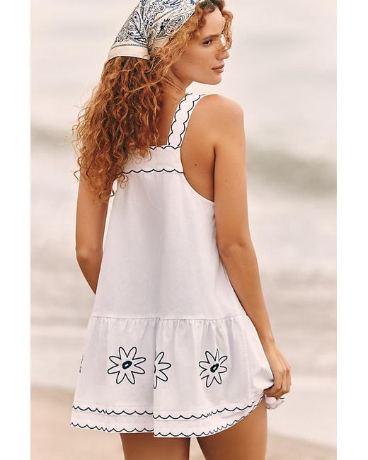 Celandine Multicolor Cotton Scalloped Daisy Mini Dress