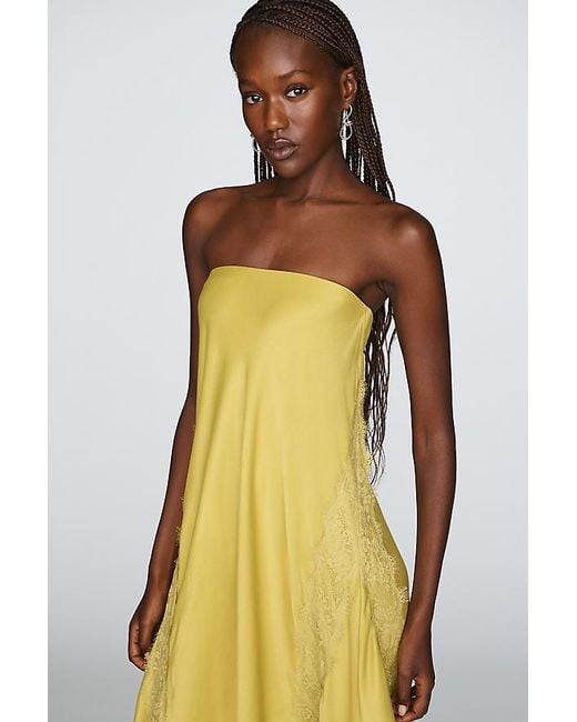 By Anthropologie Yellow The Tilda Lace-Trim Maxi Slip Skirt