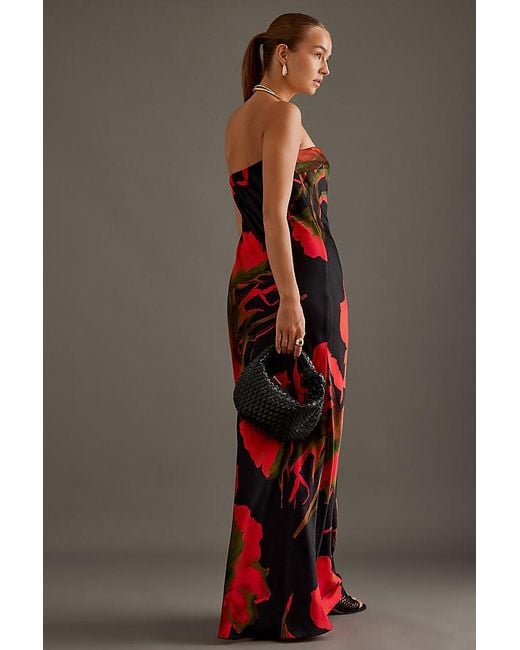 By Anthropologie The Fleur Strapless Satin Maxi Slip Dress in Black Lyst UK