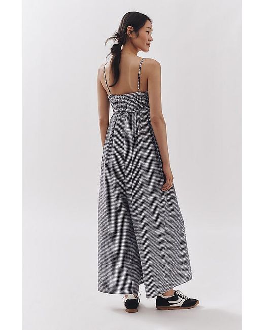 Hutch Gray The Mabel Gingham Sleeveless Wide-Leg Jumpsuit