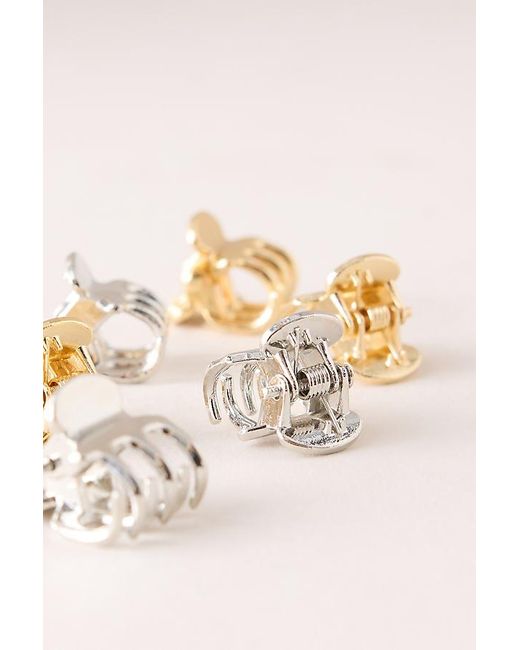 By Anthropologie Pink Mixed Metal Mini Claw Clips, Set Of 6