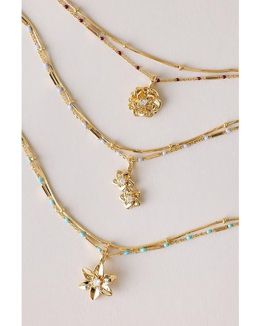 By Anthropologie White Plated Birth Flower Layered Necklace