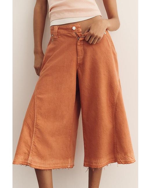 Pilcro Orange Regenerative Cotton Circle Crop High-Rise Culotte Jeans
