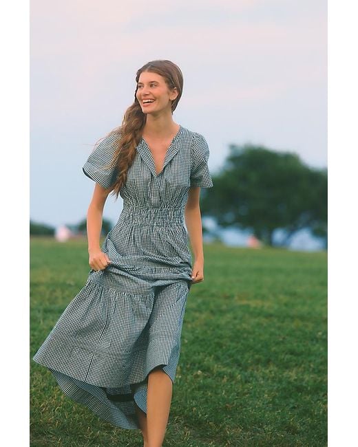 By Anthropologie Green The Somerset Gingham Maxi Dress