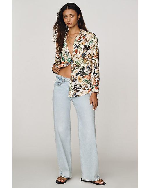 By Anthropologie Brown Relaxed Long-Sleeve Floral Shirt