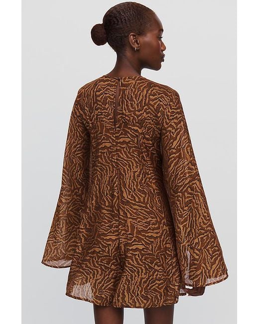 By Anthropologie Brown Bell-Sleeve Playsuit