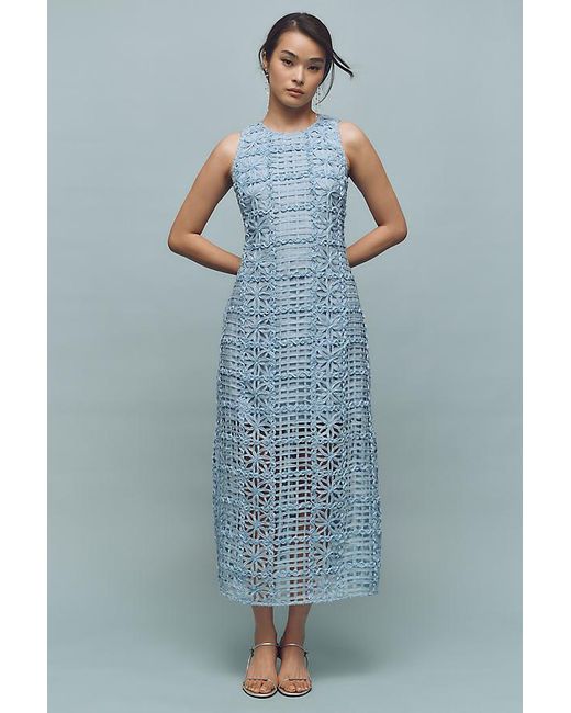 Endless Rose Blue Sleeveless Textured Midi Dress