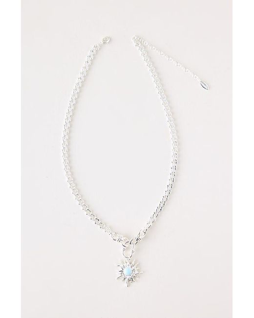 By Anthropologie White Sunflower Stone Pendant Necklace