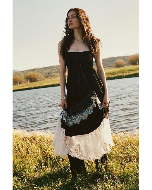 By Anthropologie Blue Tiered Ruffle Flutter-Sleeve Dress