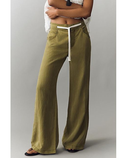 Pilcro Green Relaxed Flare Trousers