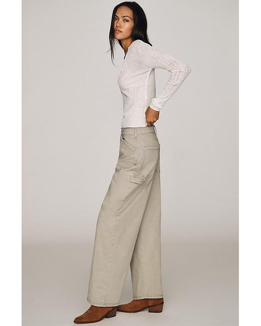 Pilcro Natural The Kayden High-Rise Full Length Carpenter Barrel Trousers By